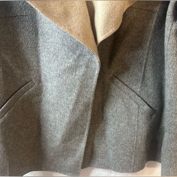 Talbots Petite 2X Gray Wool Blend Open Front Waterfall Collar Jacket - Picture 4 of 13